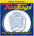 FasTags Shrinkable Pet Tag - Small Paw Blue